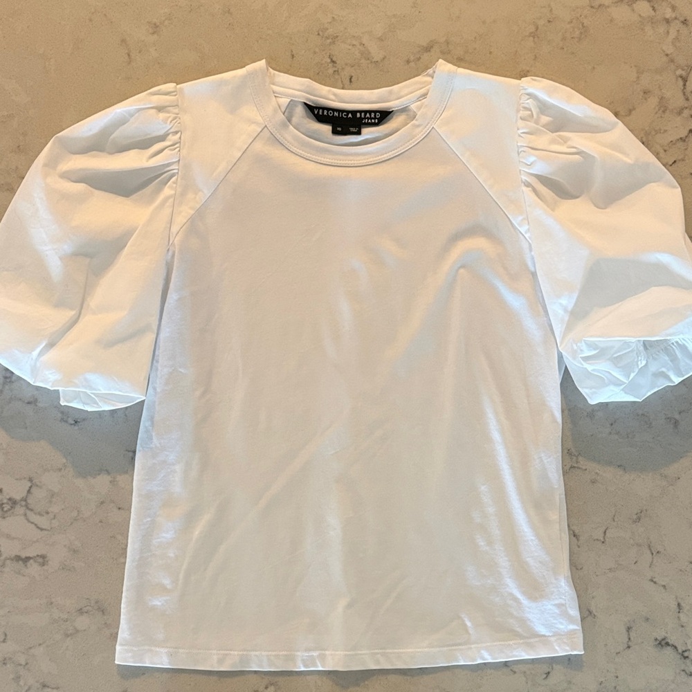 Veronica Beard Ivory Puff Sleeve Blouse